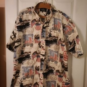 Patriotic Men's 2XL Button-down Armed Forces